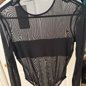 Black Sheer Long Sleeve bodysuit (ZARA)